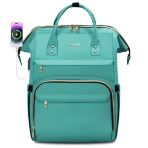 lovevook laptop backpack for women,17 inch professional womens travel backpack purse computer laptop bag nurse teacher backpack,waterproof college work bags carry on back pack with usb port,mint green