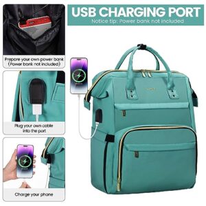 LOVEVOOK Laptop Backpack for Women,17 Inch Professional Womens Travel Backpack Purse Computer Laptop Bag Nurse Teacher Backpack,Waterproof College Work Bags Carry on Back Pack with USB Port,Mint Green