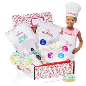 baketivity vanilla cake pops making kit for kids - diy baking set with pre-measured ingredients - party supply kit for children ages 6 and up - best gift idea for boys and girls
