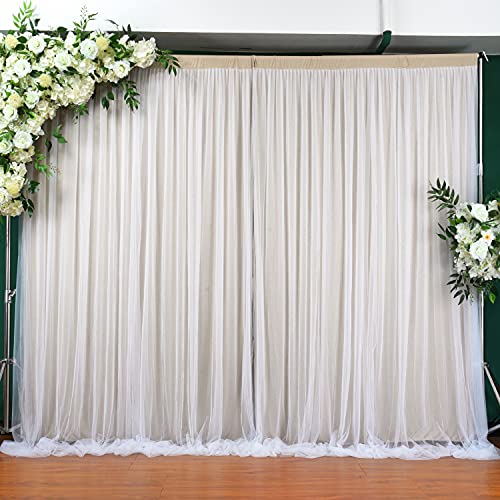 Champagne Tulle Backdrop Curtains for Baby Shower Party Wedding Photo Drape Backdrop for Photography Props Engagement Bridal Shower 10 ft X 7 ft