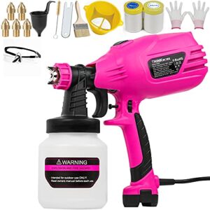 thinkwork paint sprayer, high power spray paint gun with 5 copper nozzles & 3 patterns, hvlp spray gun, for house painting, furniture, fence, car, bicycle, chair, gifts for women