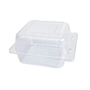 clear hinged plastic containers with lids,50pc square hinged food individual cake slice containers disposable plastic clamshell takeout tray for salads,sandwiches 5.3x4.7x2.8 inch