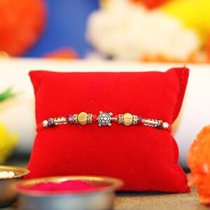 ARTISENIA Silver Turtle Rakhi for Brother Raksha Bandhan Rakhi Thread Wrist bands for Loving Brother Sister | Rakshabandhan Rakhi for Brother bhabhi