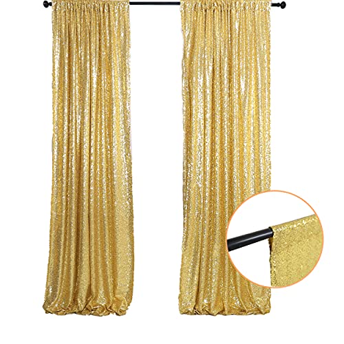 TRLYC Gold Sequin Backdrop Photography Backdrop - Sequin Backdrop Seamless Sequin Curtains,2 Pieces 2 .5 by 8 FT