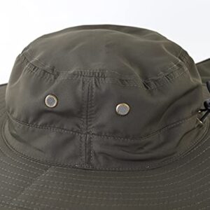 Home Prefer Mens Sun Hat with Neck Flap Quick Dry UV Protection Caps Fishing Hat (Dark Green)