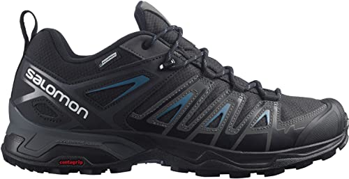 Salomon X Ultra Pioneer CLIMASALOMON Waterproof Hiking Shoes for Men Climbing, Black/Magnet/Bluesteel, 10.5