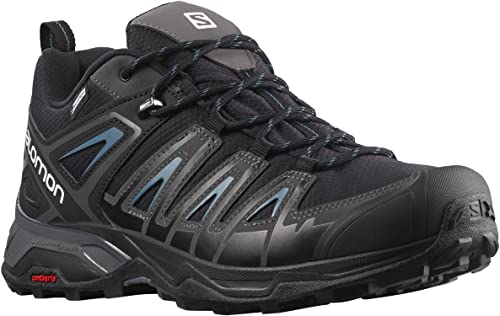 Salomon X Ultra Pioneer CLIMASALOMON Waterproof Hiking Shoes for Men Climbing, Black/Magnet/Bluesteel, 10.5