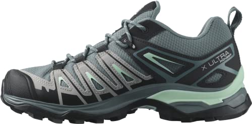 Salomon X Ultra Pioneer CLIMASALOMON Waterproof Hiking Shoes for Women, Stormy Weather/Alloy/Yucca, 7.5