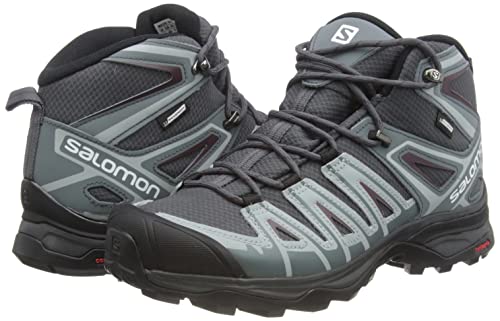 Salomon X Ultra Pioneer MID CLIMASALOMON Waterproof Hiking Boots for Women Trail Running Shoe, Ebony/Stormy Weather/Wine Tasting, 8