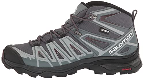 Salomon X Ultra Pioneer MID CLIMASALOMON Waterproof Hiking Boots for Women Trail Running Shoe, Ebony/Stormy Weather/Wine Tasting, 8