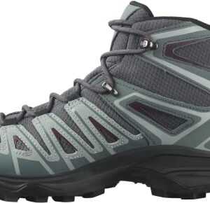 Salomon X Ultra Pioneer MID CLIMASALOMON Waterproof Hiking Boots for Women Trail Running Shoe, Ebony/Stormy Weather/Wine Tasting, 8