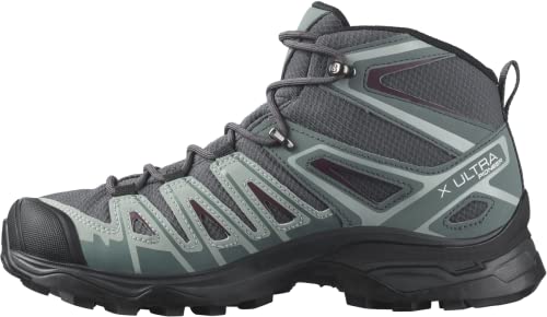 Salomon X Ultra Pioneer MID CLIMASALOMON Waterproof Hiking Boots for Women Trail Running Shoe, Ebony/Stormy Weather/Wine Tasting, 8