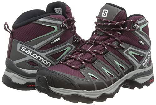 Salomon X Ultra Pioneer MID CLIMASALOMON Waterproof Hiking Boots for Women Trail Running Shoe, Wine Tasting/Magnet/Granite Green, 7.5