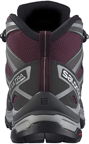 Salomon X Ultra Pioneer MID CLIMASALOMON Waterproof Hiking Boots for Women Trail Running Shoe, Wine Tasting/Magnet/Granite Green, 7.5