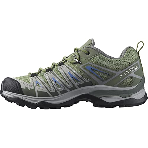 Salomon womens Salomon Women's X Ultra Pioneer Aero for Women Hiking Shoe, Oil Green/Castor Gray/Amparo Blue, 9.5 US