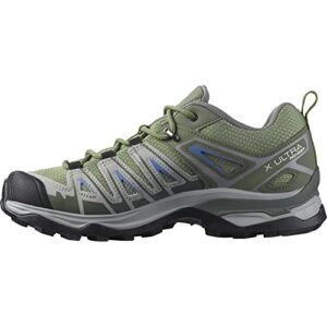 salomon x ultra pioneer aero hiking shoes for women trail running, oil green/castor gray/amparo blue, 8.5