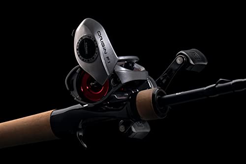 13 FISHING - Origin F1 Baitcast Reel - 6.6:1 Gear Ratio - Left Hand Retrieve (100 Size) (Fresh) - OF1-6.6-LH,Silver/Black/Red