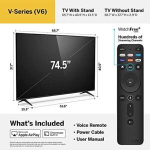 VIZIO 75-Inch V-Series 4K UHD Smart TV with Voice Remote, Dolby Vision, Alexa Compatibility, VRR with AMD FreeSync, V756-J03, 2021 Model