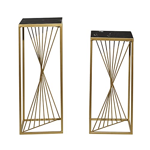 Deco 79 Metal Geometric Pedestal Table, Set of 2 30", 26"H, Gold