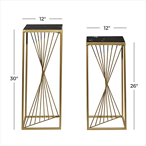 Deco 79 Metal Geometric Pedestal Table, Set of 2 30", 26"H, Gold