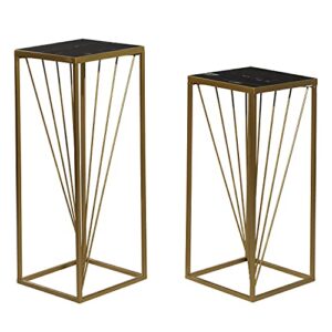 Deco 79 Metal Geometric Pedestal Table, Set of 2 30", 26"H, Gold