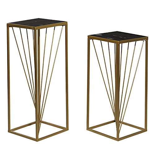 Deco 79 Metal Geometric Pedestal Table, Set of 2 30", 26"H, Gold