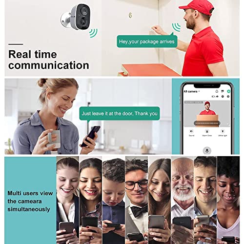 Luovisee Wireless Home Security Camera Outdoor WiFi with Light Night Vision Rechargeable Battery AI Motion Detection, Surveillance Wireless Camera Outdoor,1080p