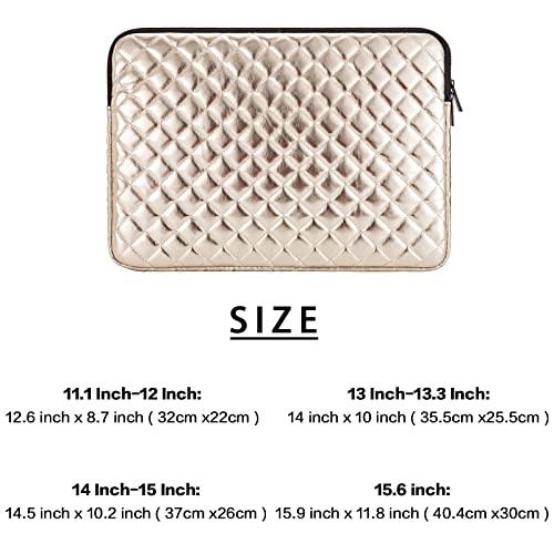 Puffy Laptop Sleeve 11 12 13 13.3 14 15 15.6 inch Puffy Laptop Case Protective, Laptop Bag Exterior Quilted PU Leather Smooth Zipper Closure, Interior Velvet Lined Padded with Pocket