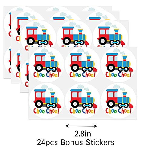 Train Party Favors Candy Bags with Stickers - Train Goodie Gift Treat Bags - Train Themed Birthday Party Supplies