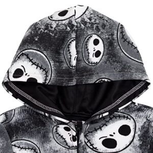 Disney Nightmare Before Christmas Jack Skellington Big Boys Fleece Zip Up Hoodie Tie Dye Black 10-12