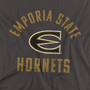 Emporia State University Official Hornets Logo Unisex Adult T-Shirt, Charcoal, Large