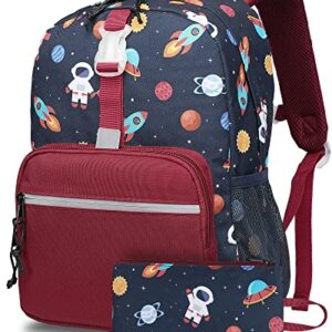 Bagseri Preschool Backpack, Kids Backpacks for Boys, Toddler School Backpack with Chest Strap BPA Free, 15 Inch (Astronaut, Dark Blue)