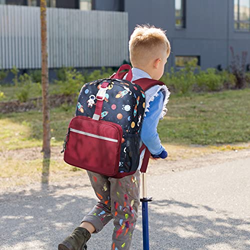 Bagseri Preschool Backpack, Kids Backpacks for Boys, Toddler School Backpack with Chest Strap BPA Free, 15 Inch (Astronaut, Dark Blue)