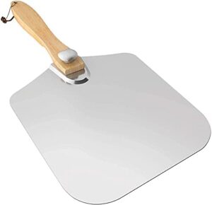 kitchenware hero pizza peel aluminum metal pizza paddle with long wood handle,easy storage pizza shovel for pizza, baking, bread silver 1214 inch2, 12x14x2