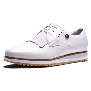 footjoy women's sport retro previous season style golf shoe, white/white/grey, 7.5