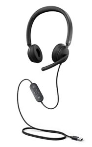 microsoft modern wired headset,on-ear stereo headphones with noise-cancelling microphone, usb-a connectivity, in-line controls, pc/mac/laptop - certified for microsoft teams