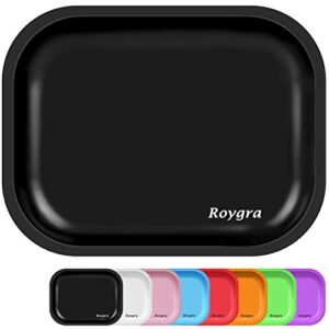 roygra matte rolling tray, metal cigarette rolling tray (matte black, medium - 7 x 5.5'')