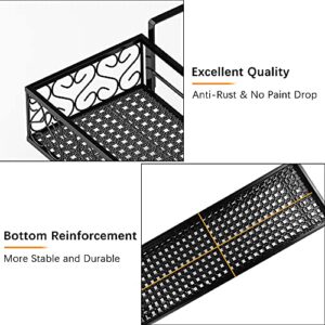 QUMENEY Metal Railing Planter with Hooks, Iron Hanging Planter Basket, Balcony Plant Holder Fence Hanging Bucket Pot Flower Holder for Outdoor Garden Porch Patio (Black, 23.6 x 7.8 x 4.7 Inch)