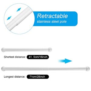 2 Pieces Hanging Closet Rod, Adjustable Width and Height, Clothes Hanging Bar Closet Organizer Rod Double Closet Rod Poles for Hanging Clothes Indoor Outdoor Closet Space-Saving (White)