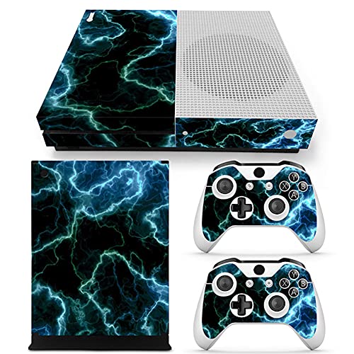 LIZVISION Whole Body Protective Vinyl Skin Decal Cover for Microsoft Xbox One Slim Console Xbox One S Skins Wrap Sticker with Two Free Wireless Controller Decals Lightning