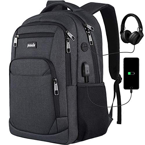 Paude Backpack for Men and Women,17.3 inch School Backpack for Teens,Travel Laptop Backpack with USB Charging port for Business College Travel