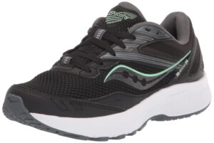 saucony women's cohesion 15 running shoe, black/meadow, 8.5 wide