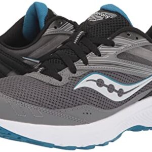 Saucony Men's Cohesion 15 Running Shoe, Charcoal/Topaz, 8.5