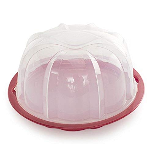 Nordic Ware Platinum Collection Anniversary Bundt Pan & Bundt Cake Keeper, Plastic, 13 in L X 12 in W X 7 in H, Red