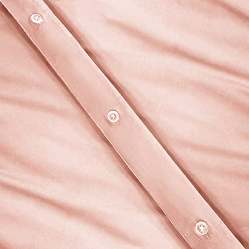 SUPERIOR Cotton Percale Duvet Cover Set, King/California King, Blush, 3-Pieces