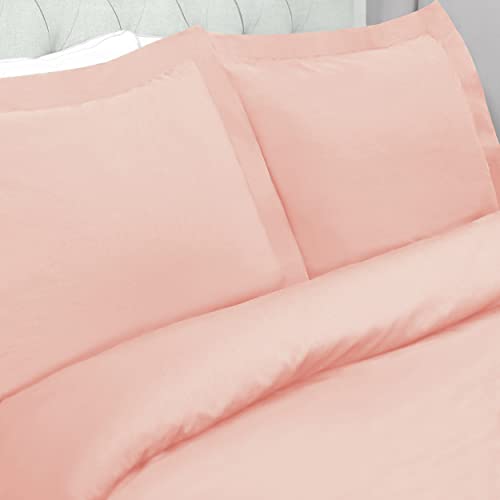 SUPERIOR Cotton Percale Duvet Cover Set, King/California King, Blush, 3-Pieces