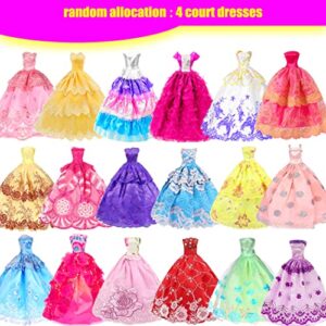 39 PCS Doll Clothes and Accessories Including 3 Wedding Gown Dresses, 5 Mini Dress, 3 Fashion Doll Clothes, 3 Blouses Pants, 1 Dog & 24 Accessories for 11.5 inch Fashion Girl Doll