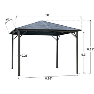 10x10 Ft Outdoor Hardtop Gazebo - Galvanized Steel roof with Curtains and Netting,Outdoor Gazebo with Aluminum Frame by domi outdoor living