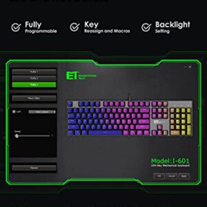 MIQ Mechanical Gaming Keyboard,Wired 104 Keys RGB Keyboard with Blue Switch, Programmable RGB Backlit for Windows Gaming PC