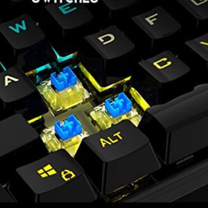 MIQ Mechanical Gaming Keyboard,Wired 104 Keys RGB Keyboard with Blue Switch, Programmable RGB Backlit for Windows Gaming PC